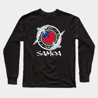 Blacktip reef sharks on Samoan flag Long Sleeve T-Shirt